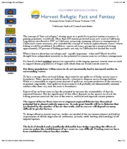 CSC Harvest Refugia: Fact and Fantasy – CA Seafood Council web content | Read